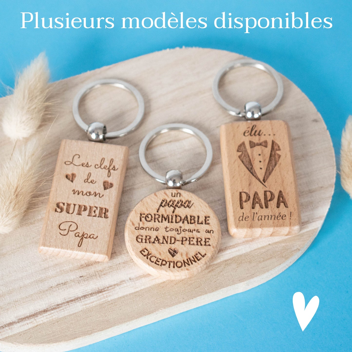 PORTE-CLEFS RECTANGLE EN BOIS - PAPA - ELU