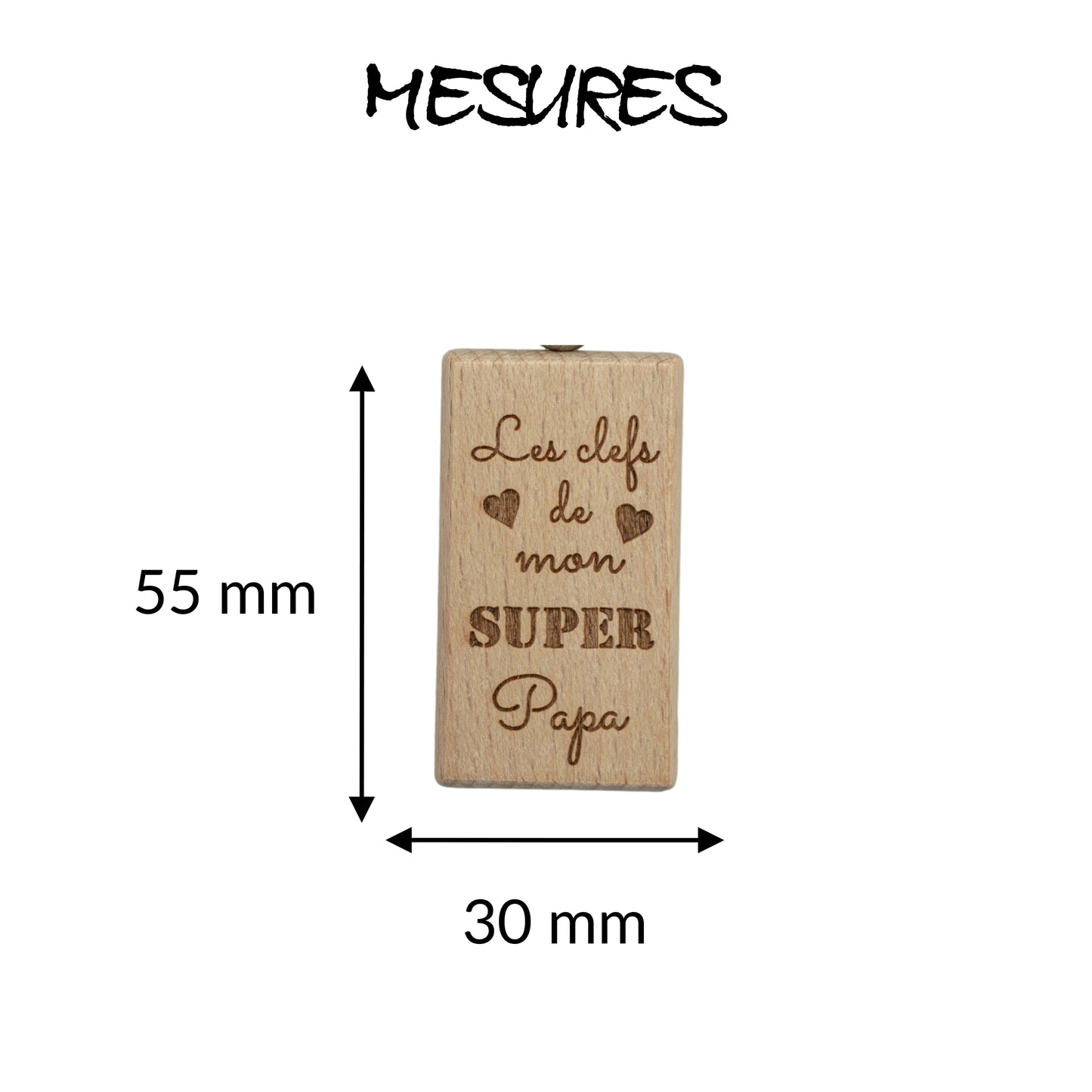 PORTE-CLEFS RECTANGLE EN BOIS - PAPA - LES CLEFS