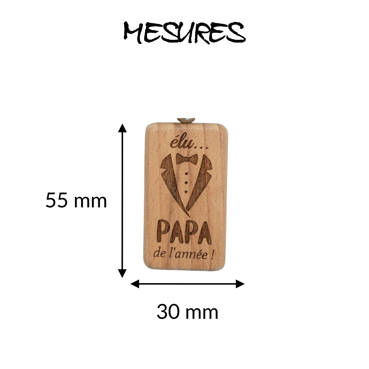 PORTE-CLEFS RECTANGLE EN BOIS - PAPA - ELU