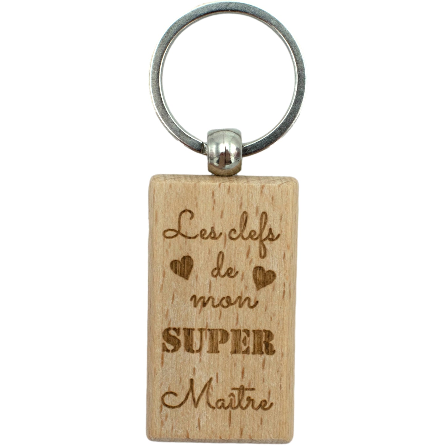 PORTE-CLEFS RECTANGLE EN BOIS - MAITRE - LES CLEFS DE MON SUPER MAITRE