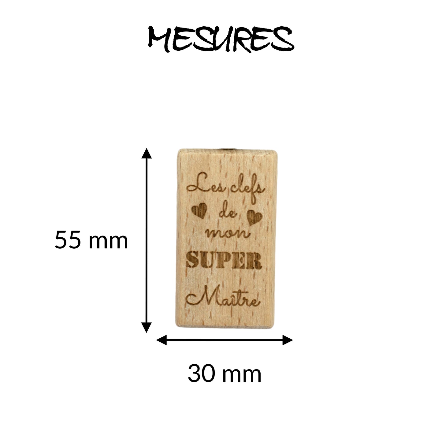 PORTE-CLEFS RECTANGLE EN BOIS - MAITRE - LES CLEFS DE MON SUPER MAITRE