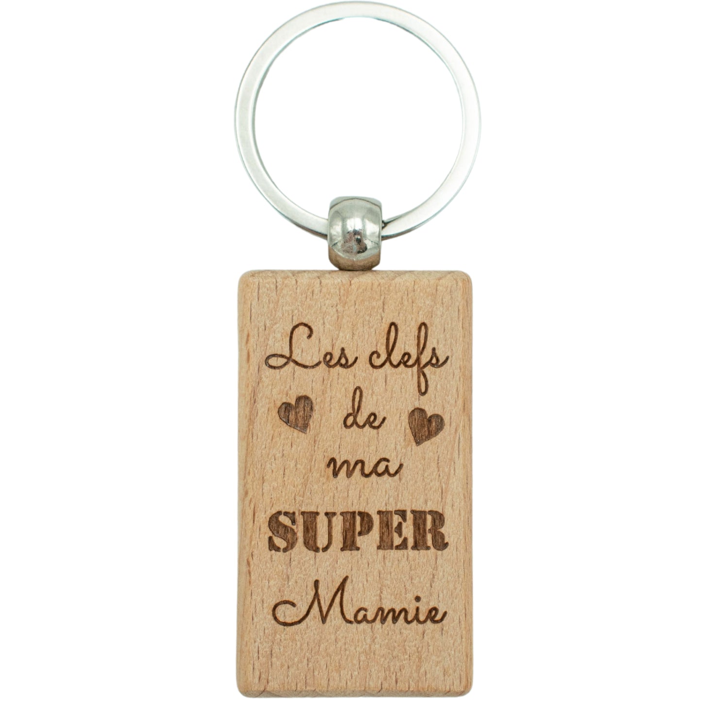 PORTE-CLEFS RECTANGLE EN BOIS - MAMIE - LES CLEFS DE MA SUPER MAMIE