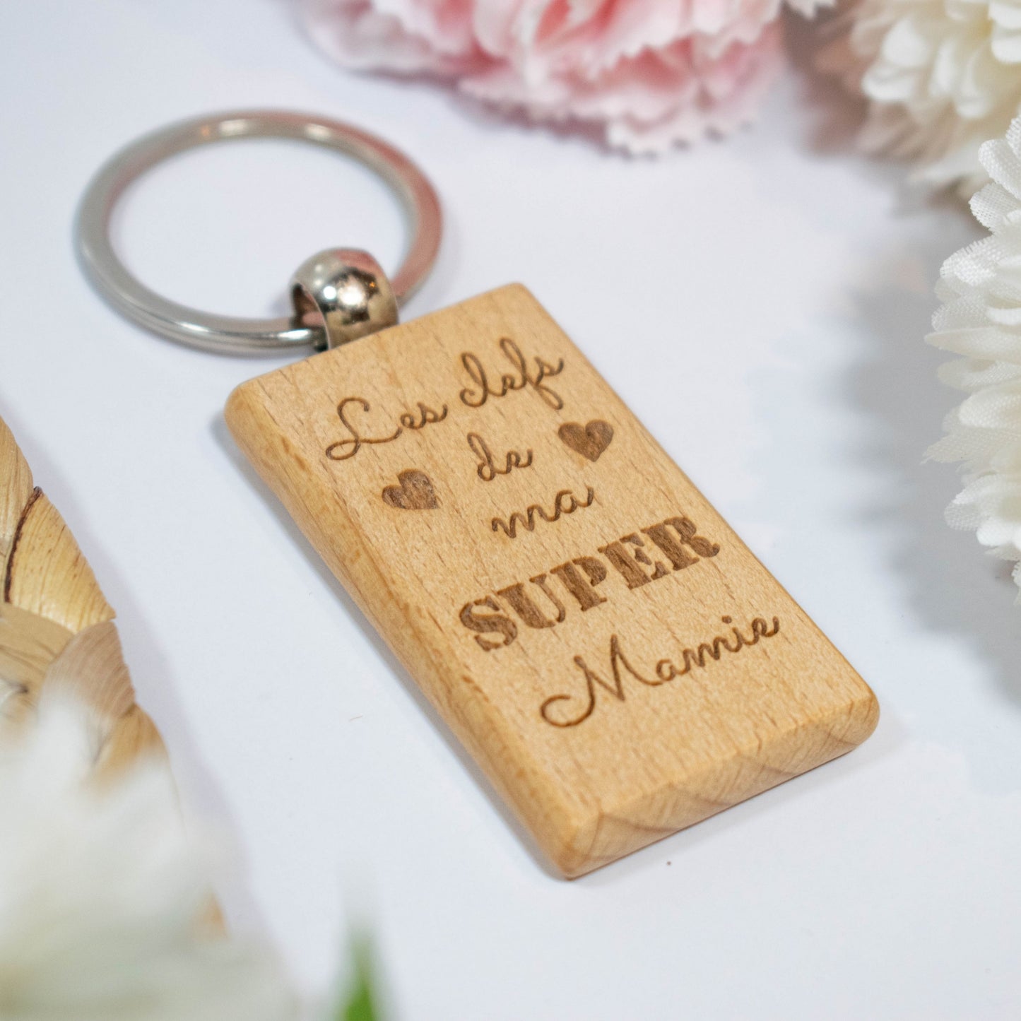 PORTE-CLEFS RECTANGLE EN BOIS - MAMIE - LES CLEFS DE MA SUPER MAMIE