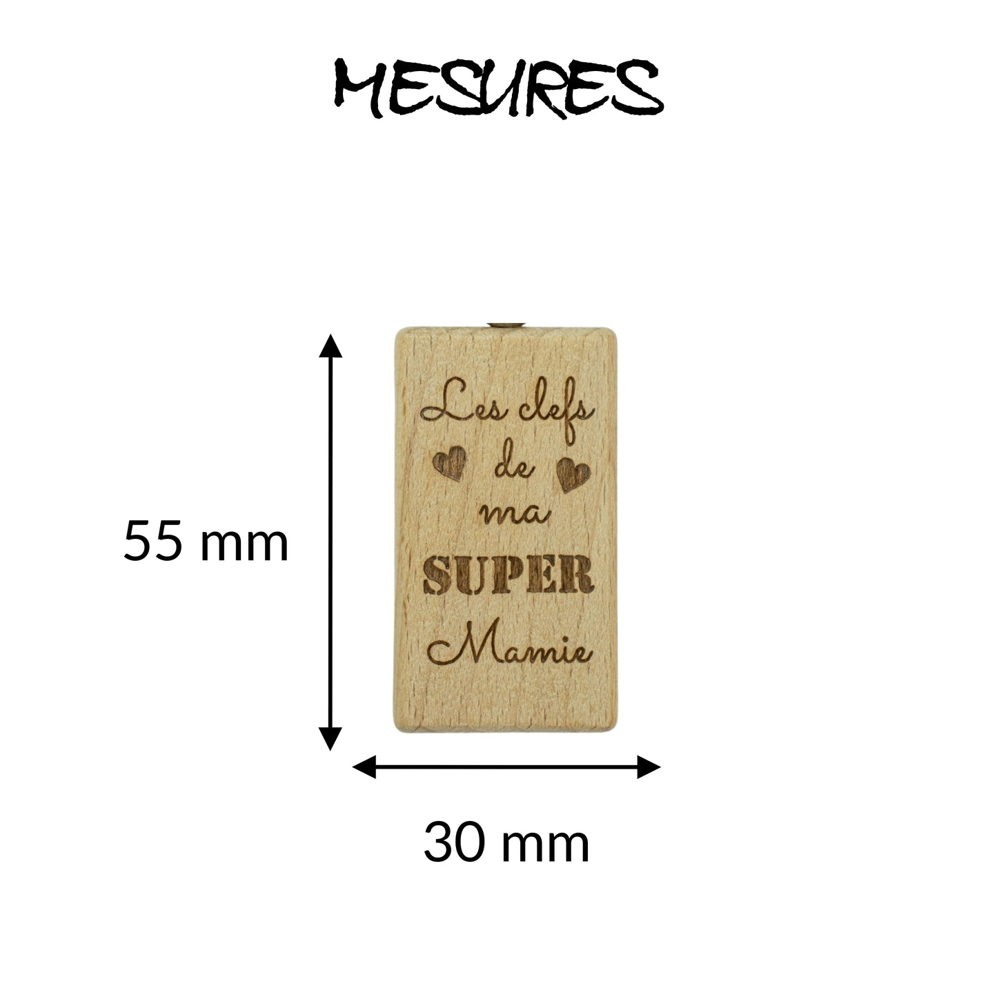 PORTE-CLEFS RECTANGLE EN BOIS - MAMIE - LES CLEFS DE MA SUPER MAMIE