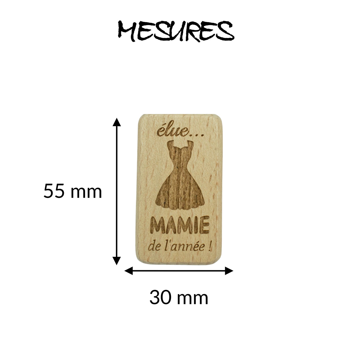 PORTE-CLEFS RECTANGLE EN BOIS - MAMIE - ELUE MAMIE DE L'ANNEE