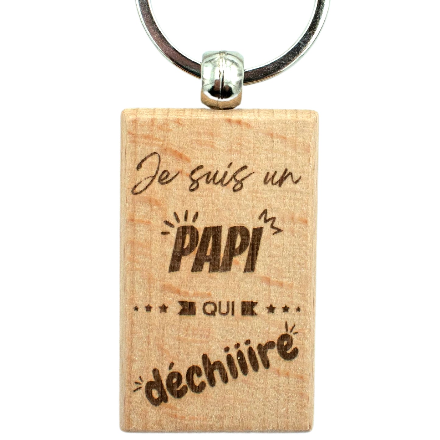 PORTE-CLEFS RECTANGLE EN BOIS - PAPI - DECHIRE