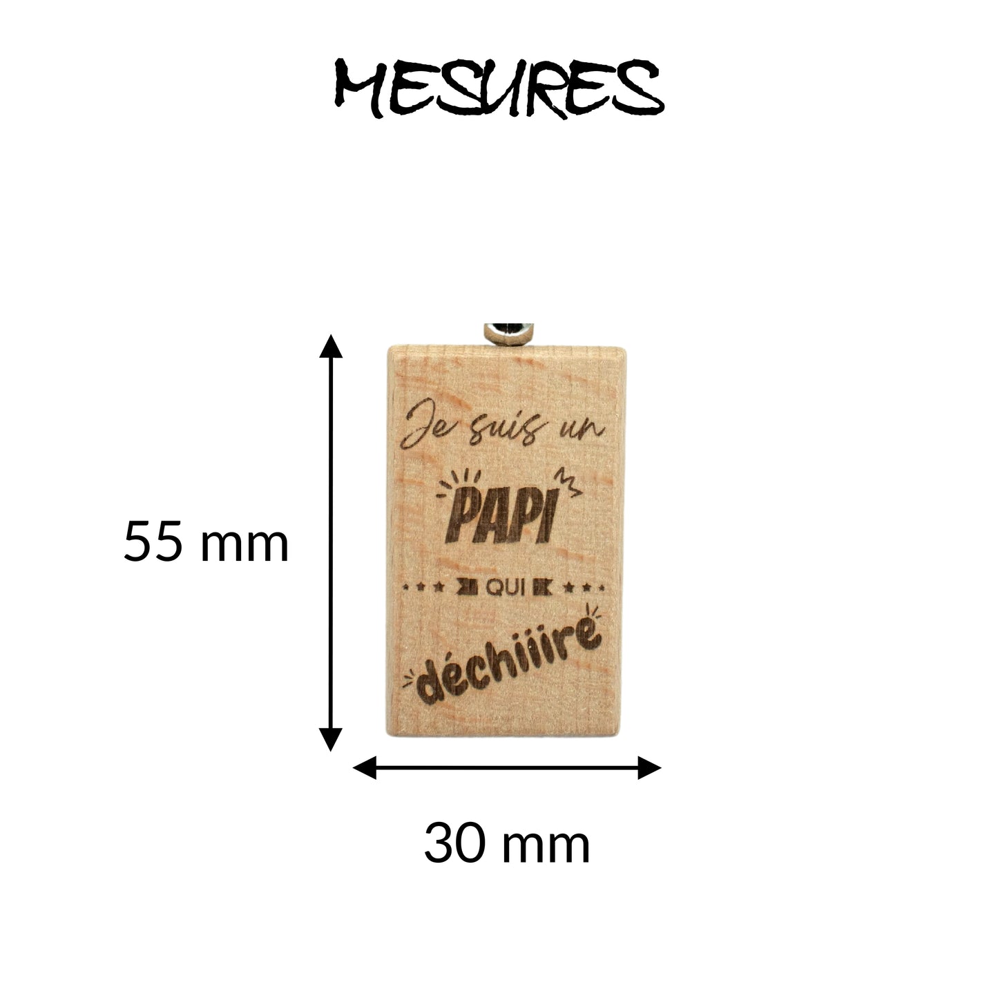 PORTE-CLEFS RECTANGLE EN BOIS - PAPI - DECHIRE