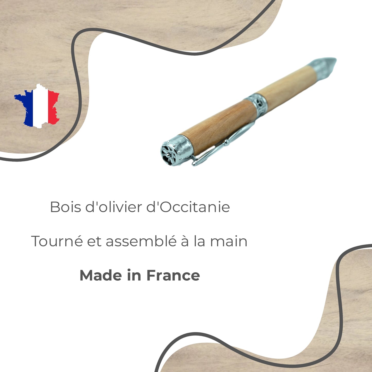 STYLO EN BOIS D'OLIVIER - MODELE HELICE