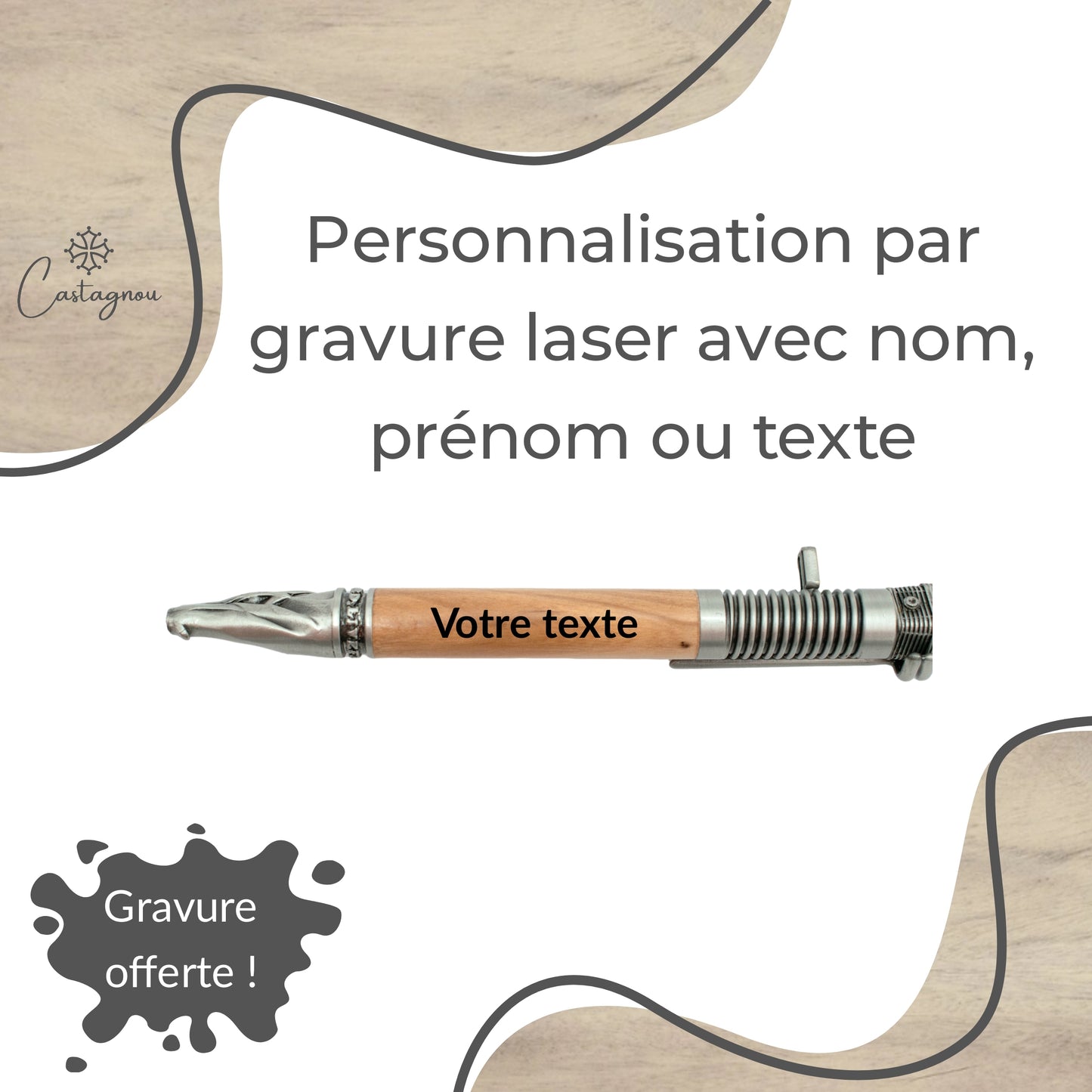 STYLO EN BOIS D'OLIVIER - MODELE MOTOR