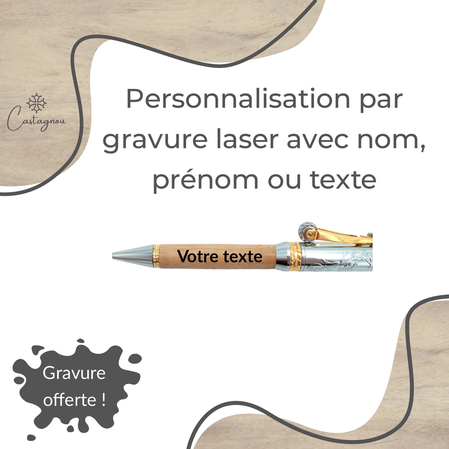 STYLO EN BOIS D'OLIVIER - MODELE MOTO AIGLE