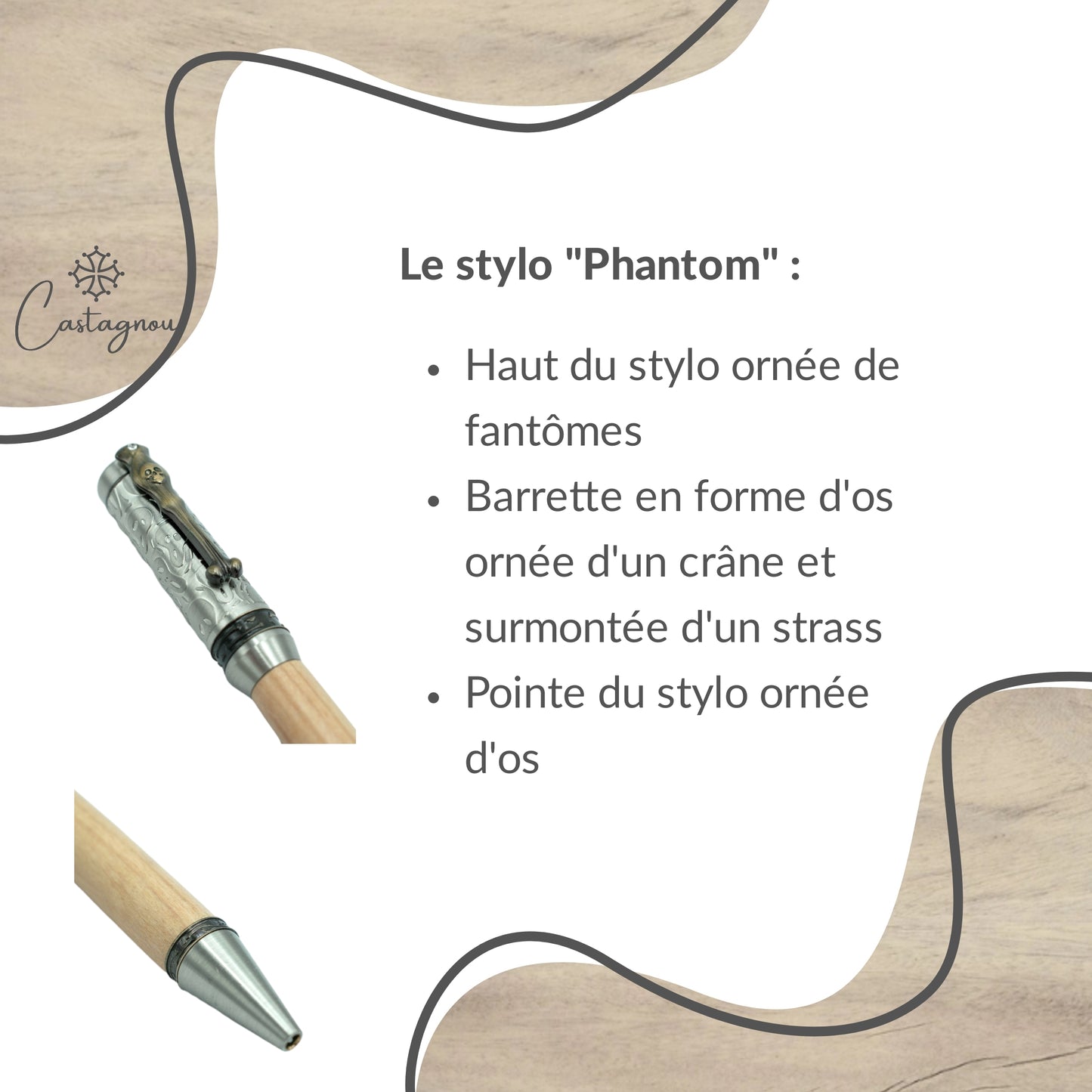 STYLO EN BOIS D'OLIVIER - MODELE PHANTOM