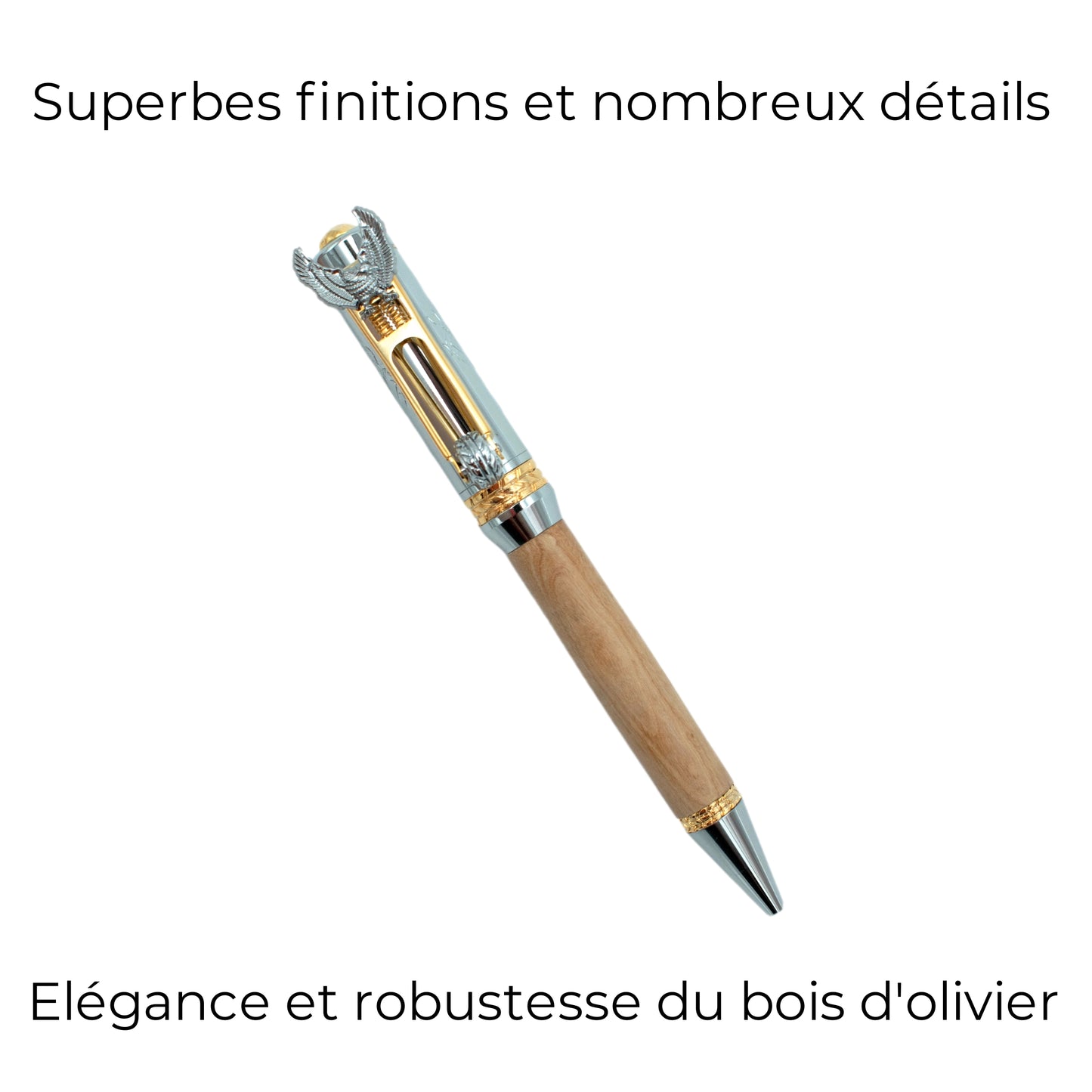STYLO EN BOIS D'OLIVIER - MODELE MOTO AIGLE