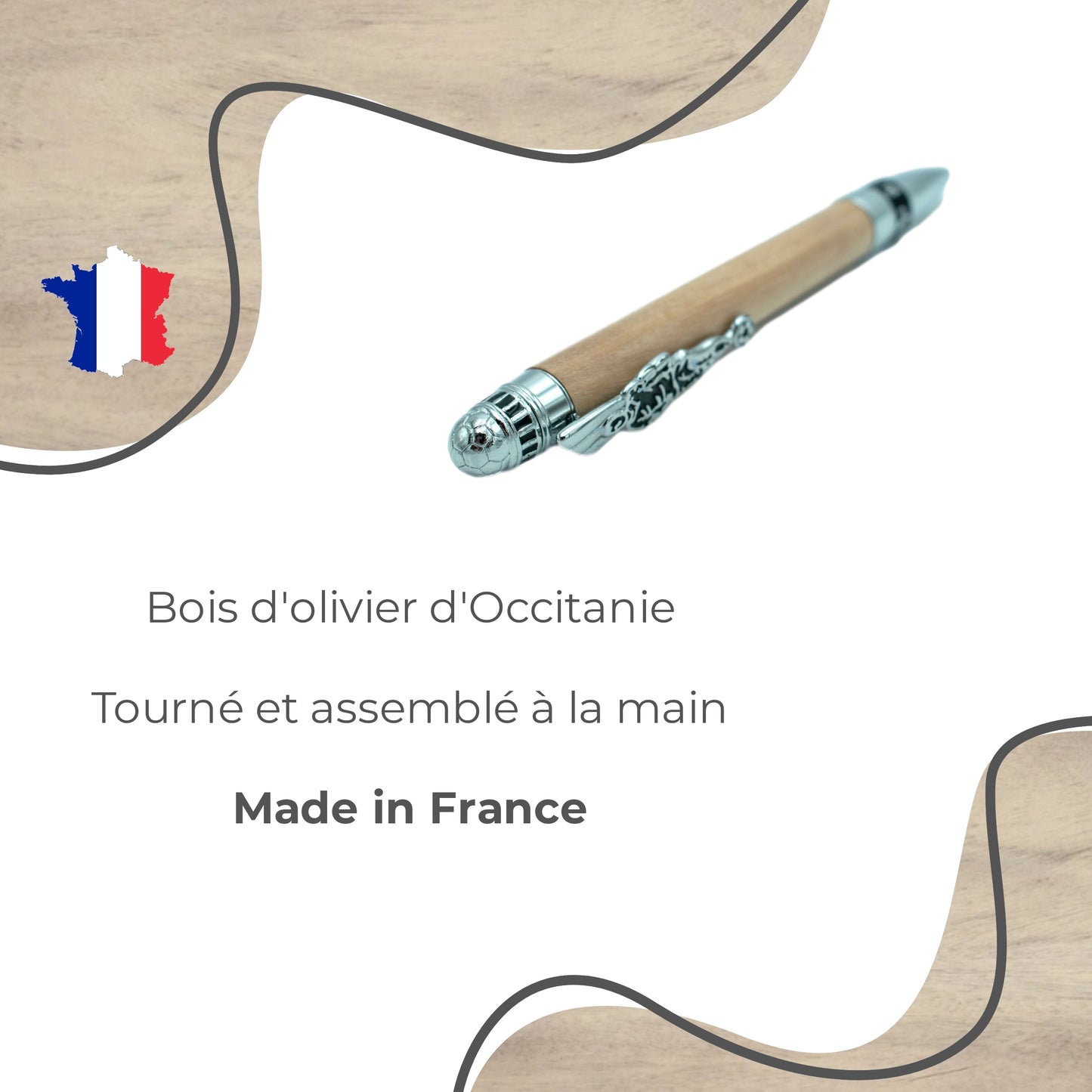 STYLO EN BOIS D'OLIVIER - MODELE FOOTBALL