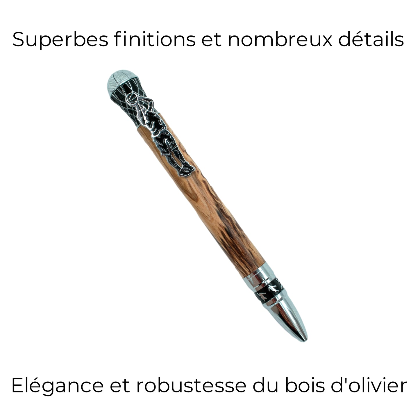 STYLO EN BOIS D'OLIVIER - MODELE BASKETBALL
