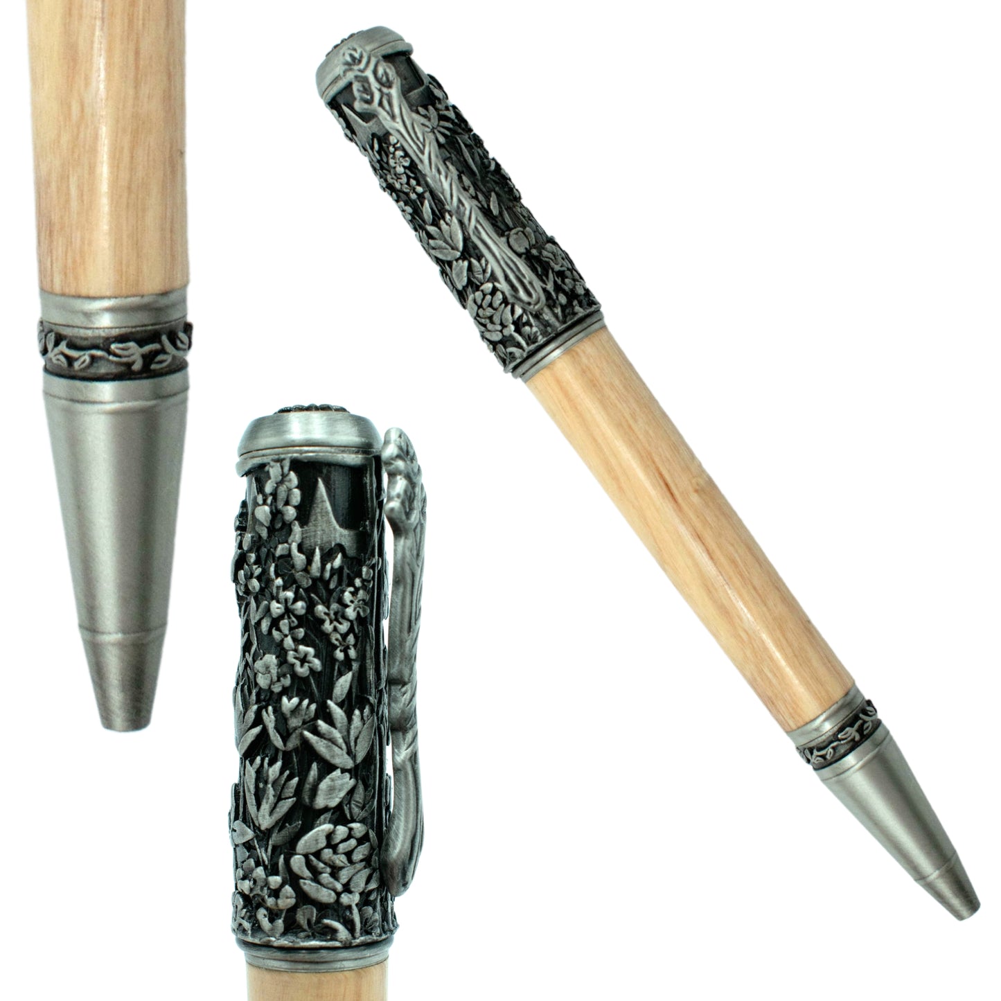 STYLO EN BOIS D'OLIVIER - MODELE BOTANIQUE