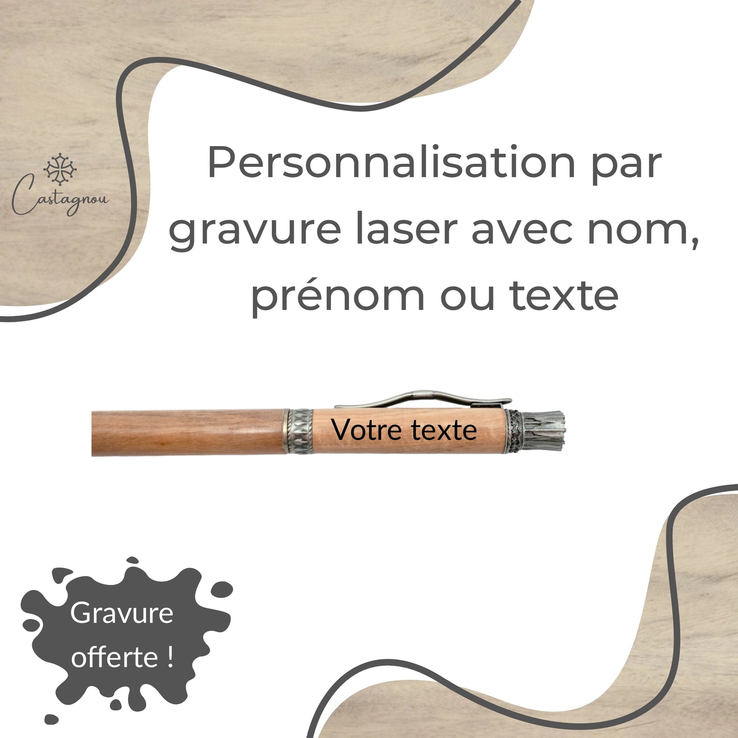 STYLO EN BOIS D'OLIVIER - MODELE ARCHER