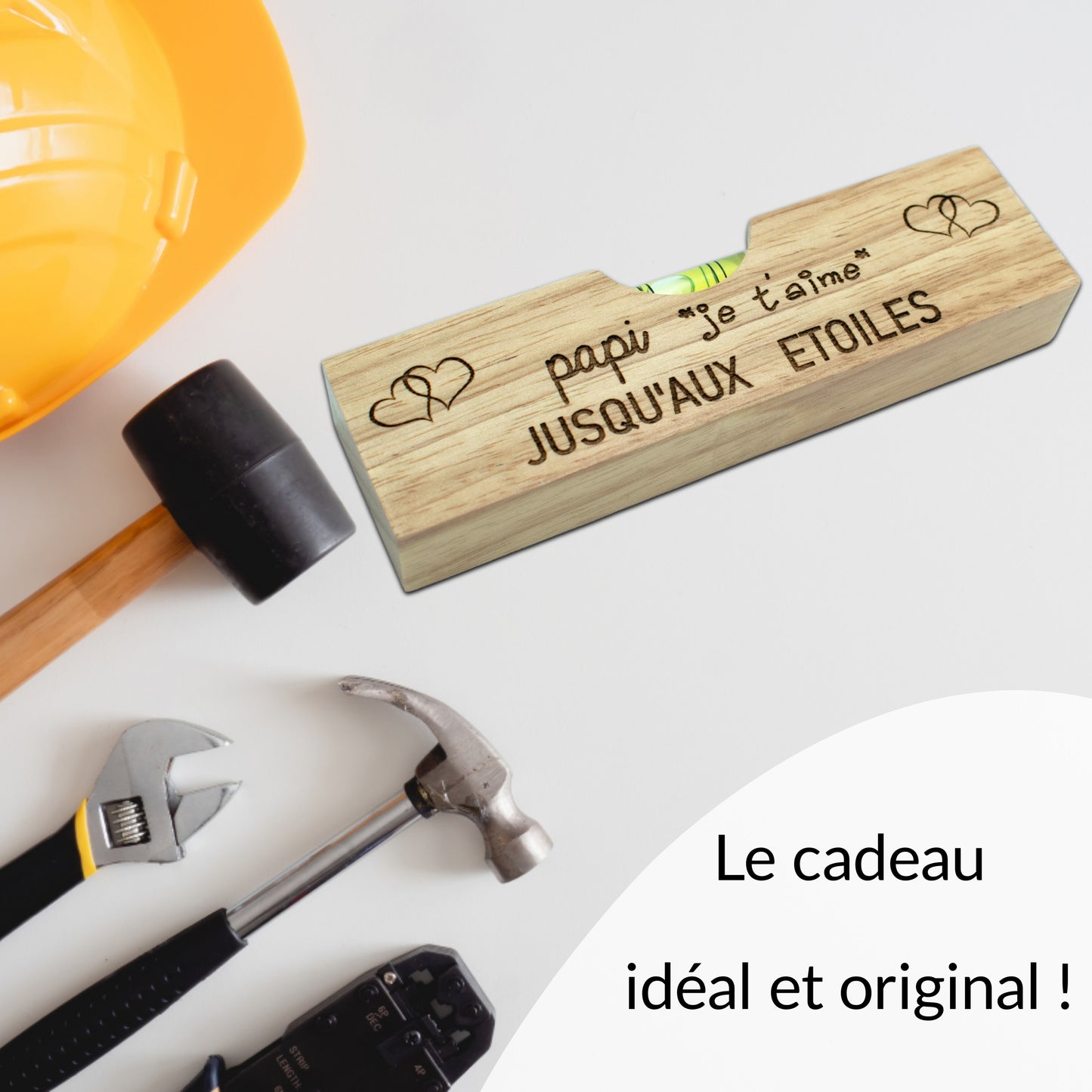 DECAPSULEUR EN BOIS 2 EN 1 - NIVEAU - PAPI - JE T'AIME JUSQU'AUX ETOILES