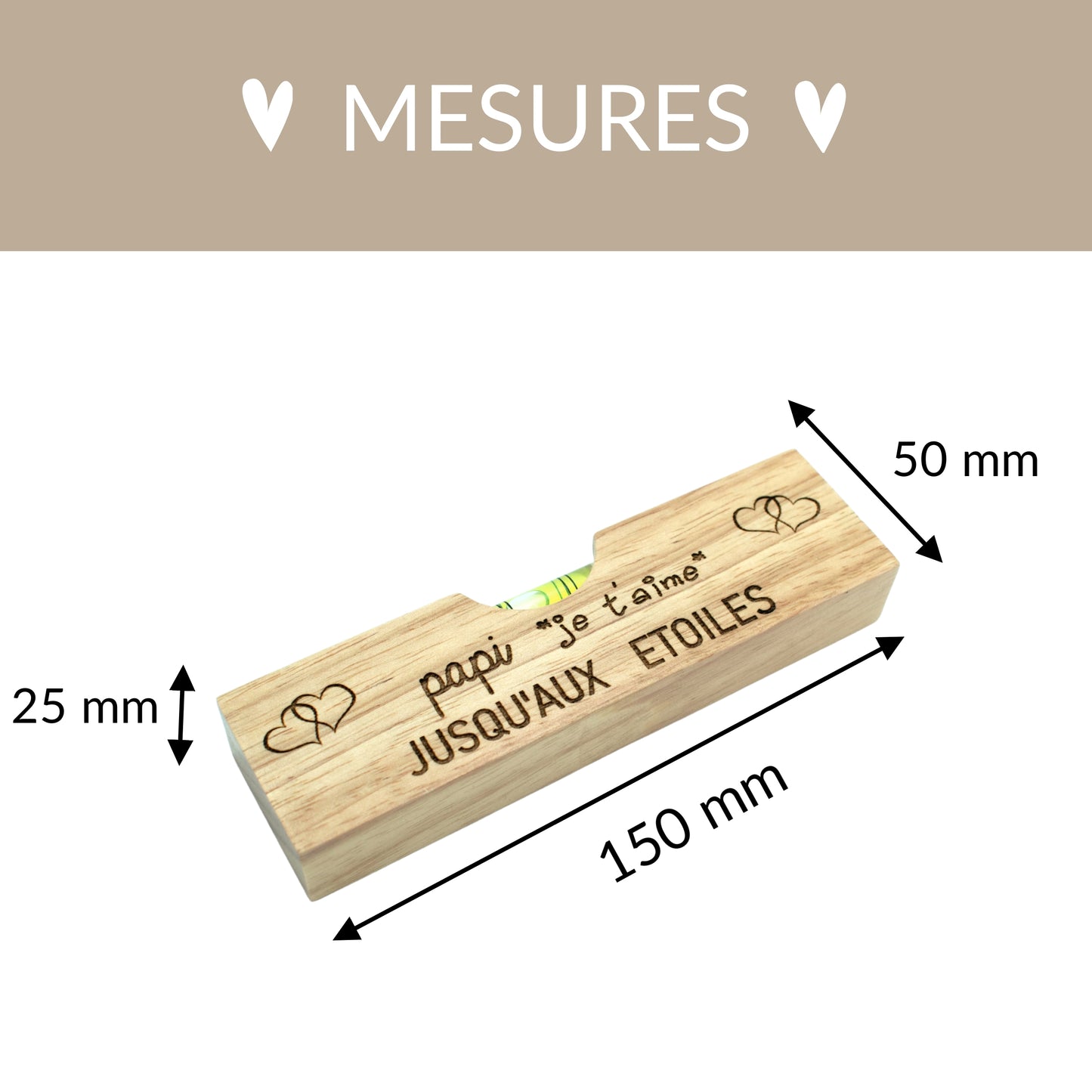 DECAPSULEUR EN BOIS 2 EN 1 - NIVEAU - PAPI - JE T'AIME JUSQU'AUX ETOILES