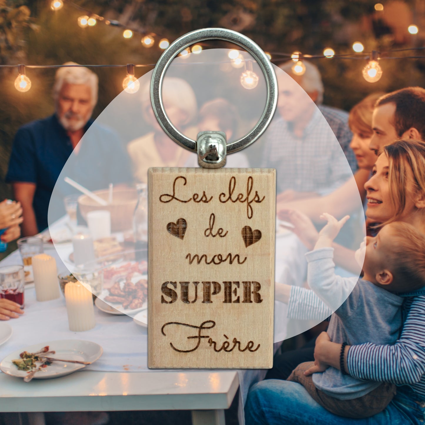 PORTE-CLEFS RECTANGLE EN BOIS - FRERE - LES CLEFS