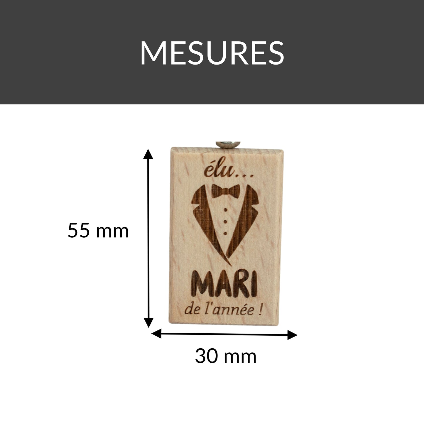 PORTE-CLEFS RECTANGLE EN BOIS - MARI - ELU