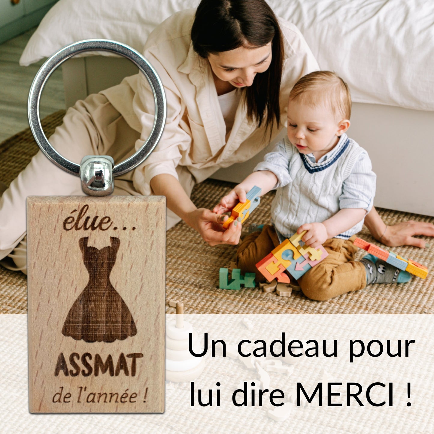 PORTE-CLEFS RECTANGLE EN BOIS - ASSMAT - ELUE