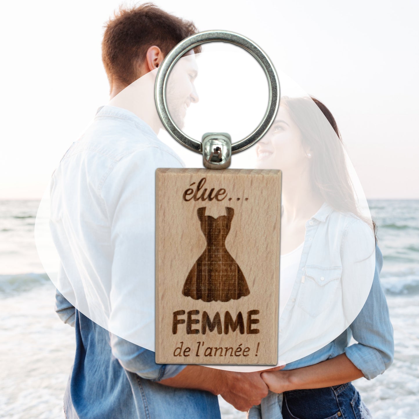 PORTE-CLEFS RECTANGLE EN BOIS - FEMME - ELUE