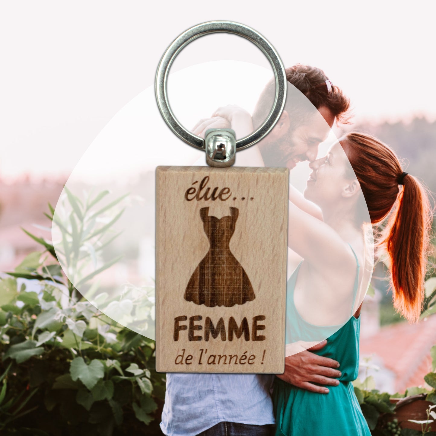 PORTE-CLEFS RECTANGLE EN BOIS - FEMME - ELUE