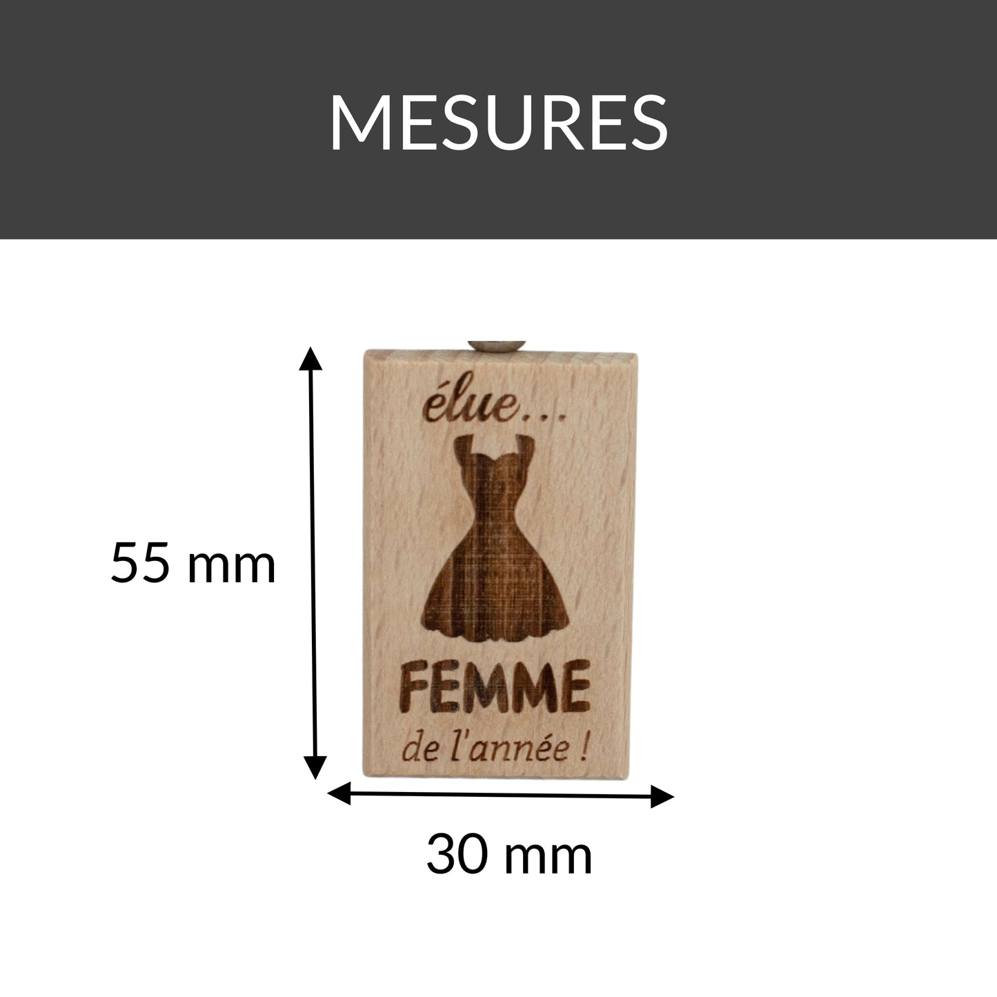 PORTE-CLEFS RECTANGLE EN BOIS - FEMME - ELUE