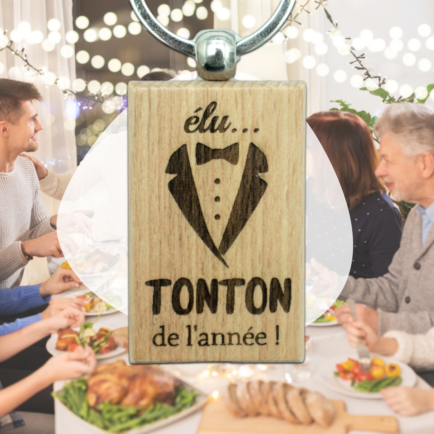 PORTE-CLEFS RECTANGLE EN BOIS - TONTON - ELU
