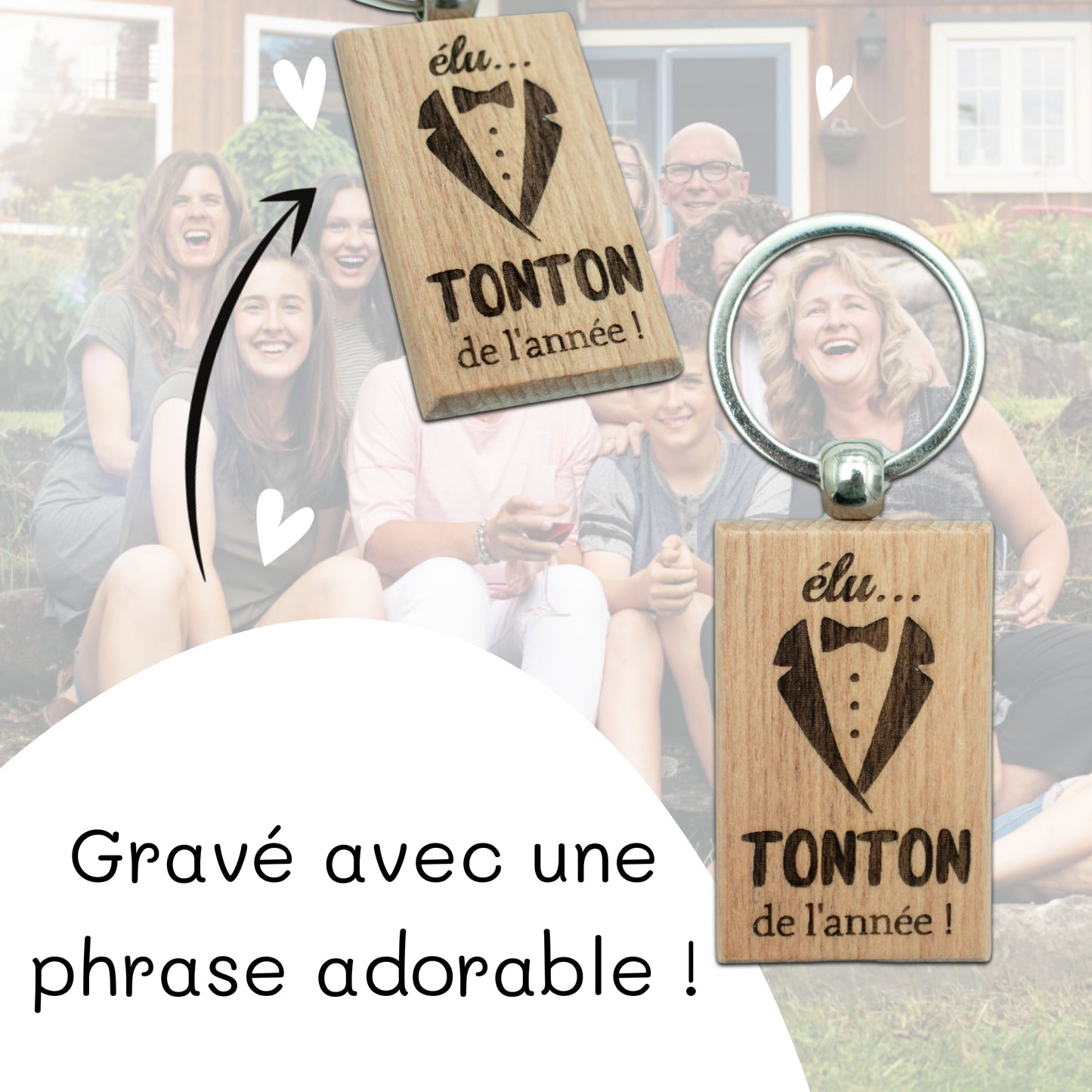 PORTE-CLEFS RECTANGLE EN BOIS - TONTON - ELU