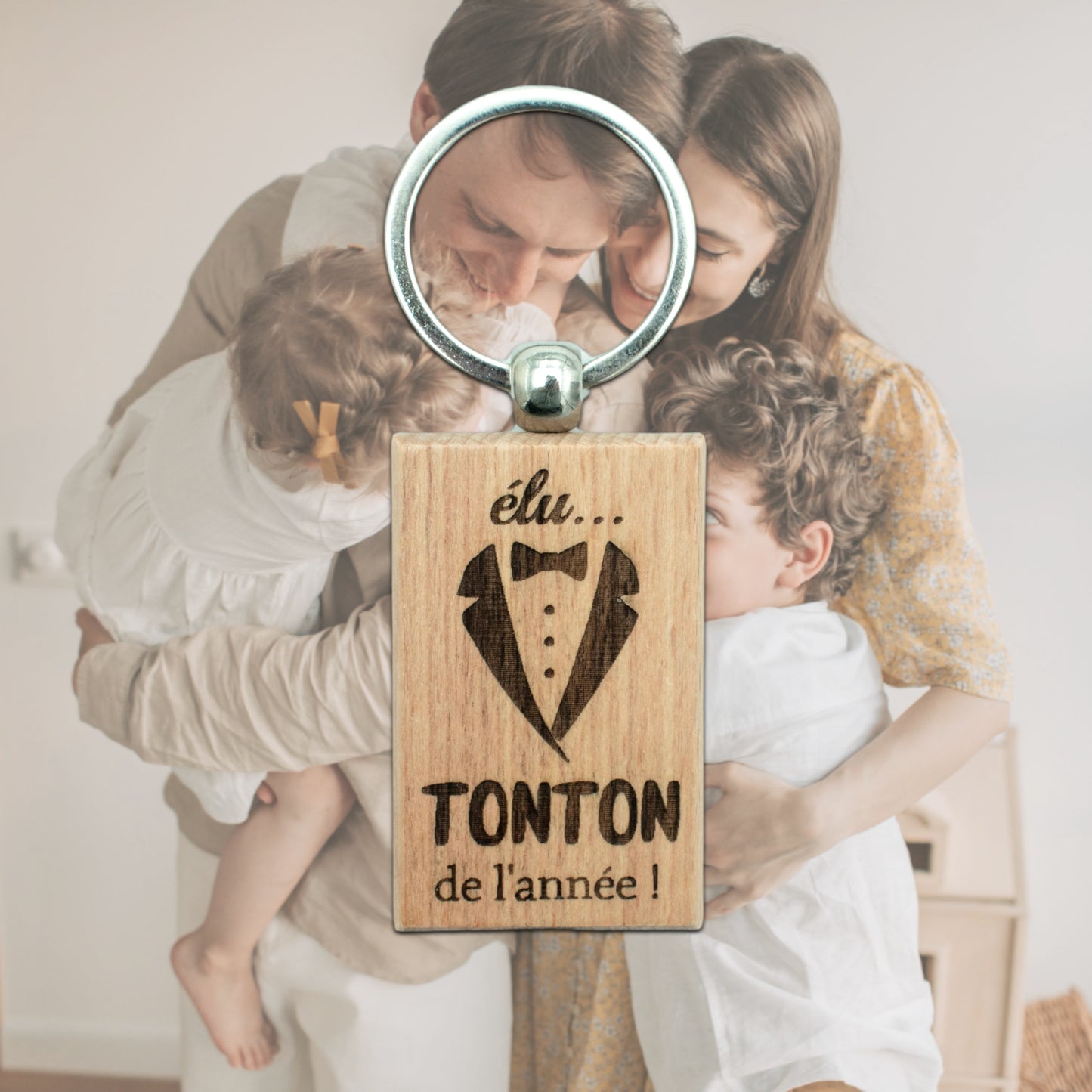 PORTE-CLEFS RECTANGLE EN BOIS - TONTON - ELU