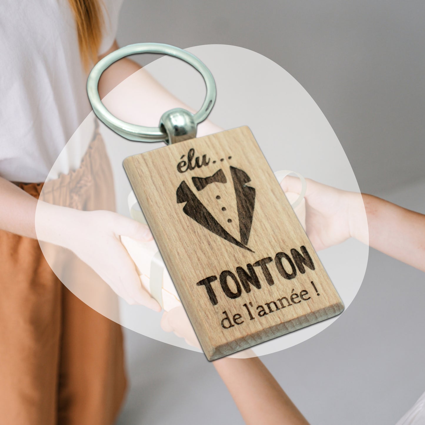 PORTE-CLEFS RECTANGLE EN BOIS - TONTON - ELU