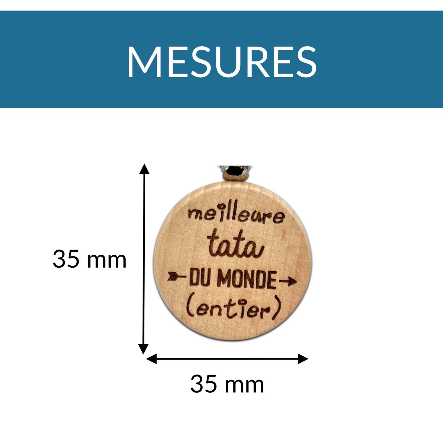 PORTE-CLEFS ROND EN BOIS - TATA - MEILLEURE DU MONDE ENTIER