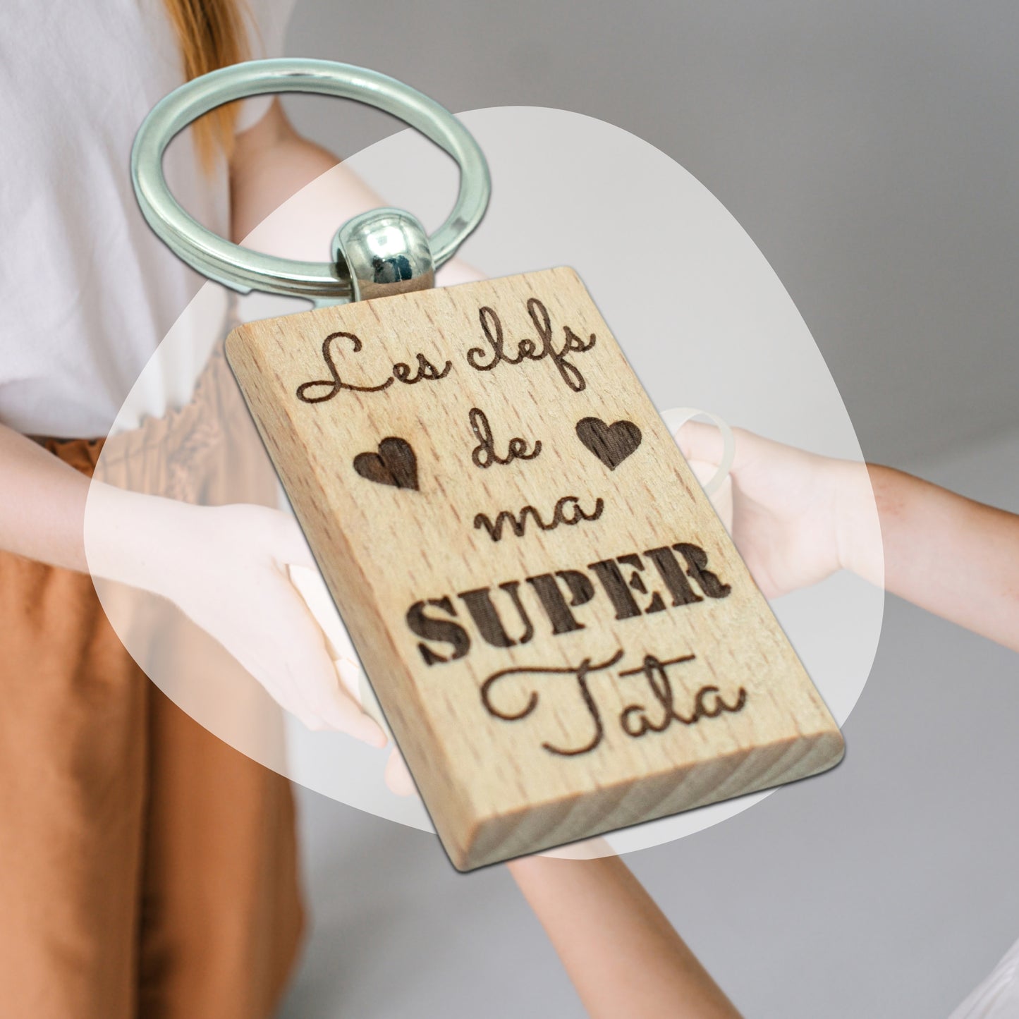 PORTE-CLEFS RECTANGLE EN BOIS - TATA - LES CLEFS