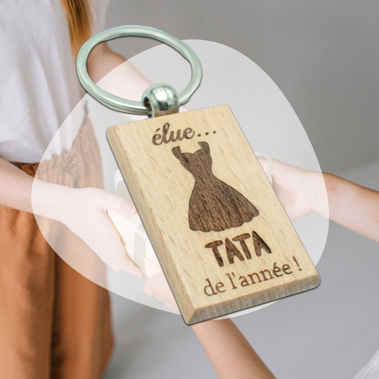 PORTE-CLEFS RECTANGLE EN BOIS - TATA - ELU