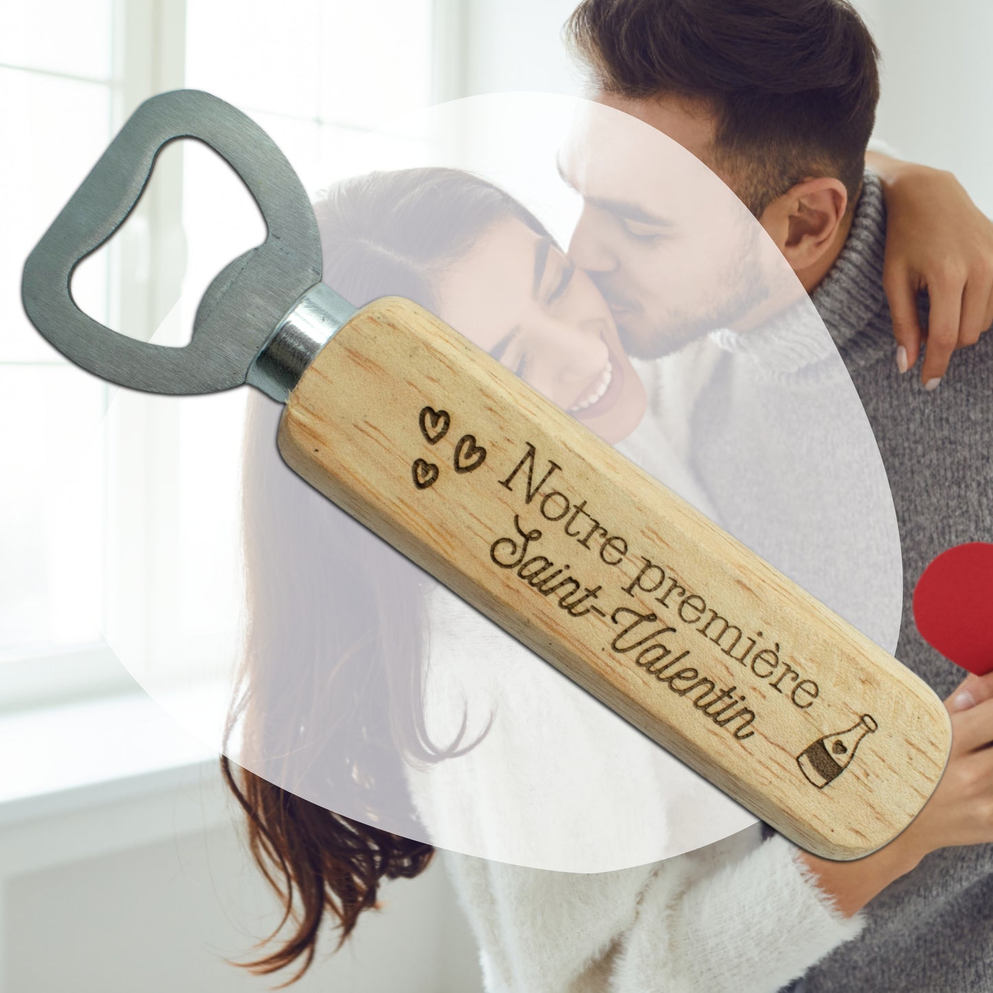 DECAPSULEUR MANCHE BOIS - PREMIERE SAINT-VALENTIN