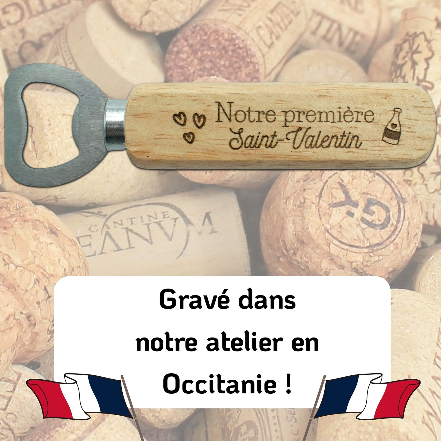 DECAPSULEUR MANCHE BOIS - PREMIERE SAINT-VALENTIN