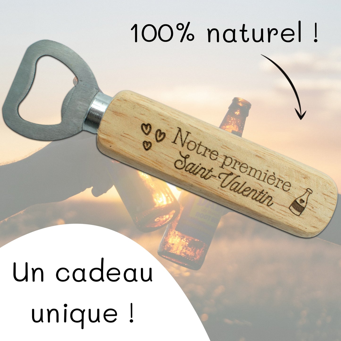 DECAPSULEUR MANCHE BOIS - PREMIERE SAINT-VALENTIN