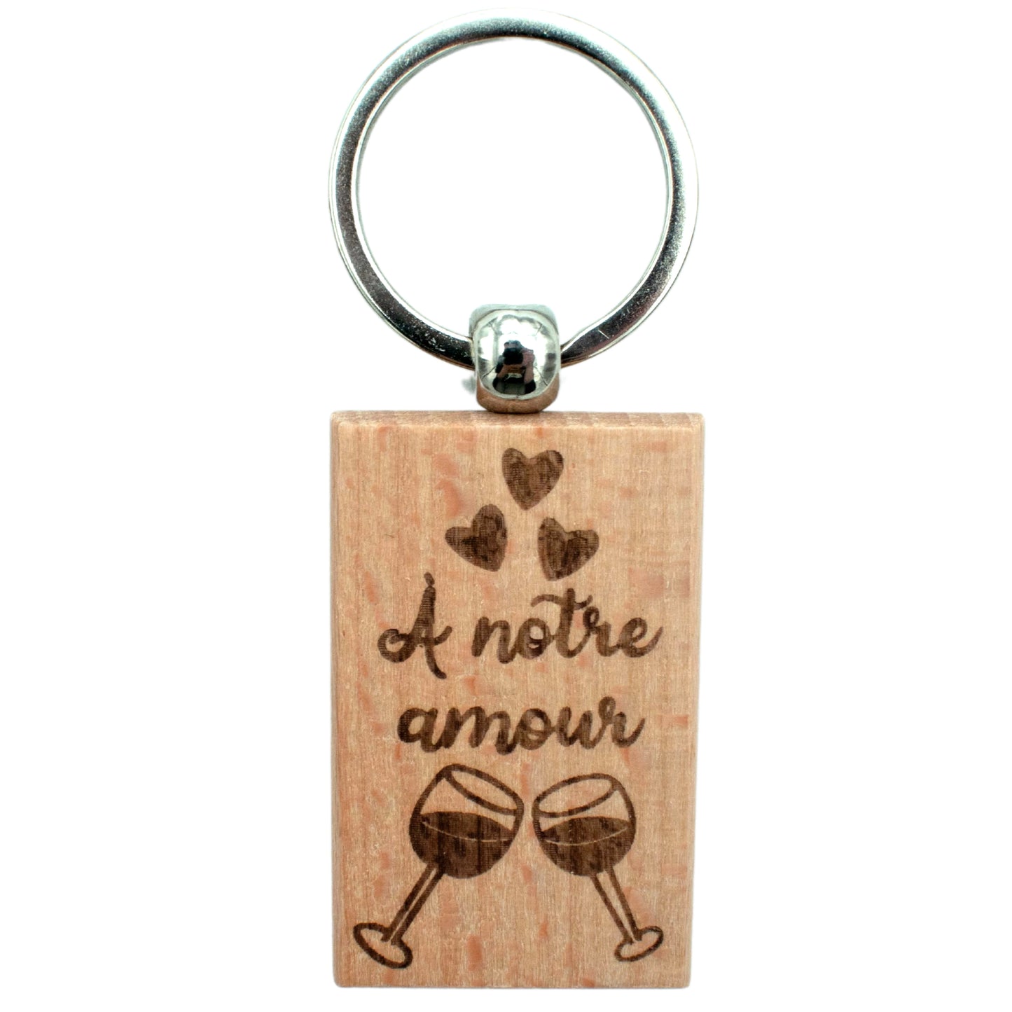 PORTE-CLEFS RECTANGLE EN BOIS - AMOUR - A NOTRE AMOUR
