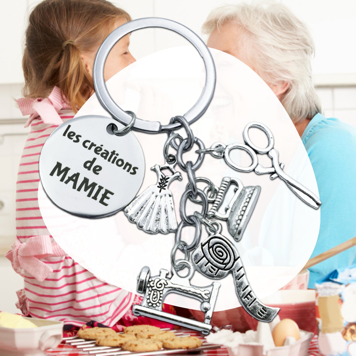 PORTE-CLEFS BRELOQUES A THEME - COUTURE - MAMIE - LES CREATIONS DE MAMIE