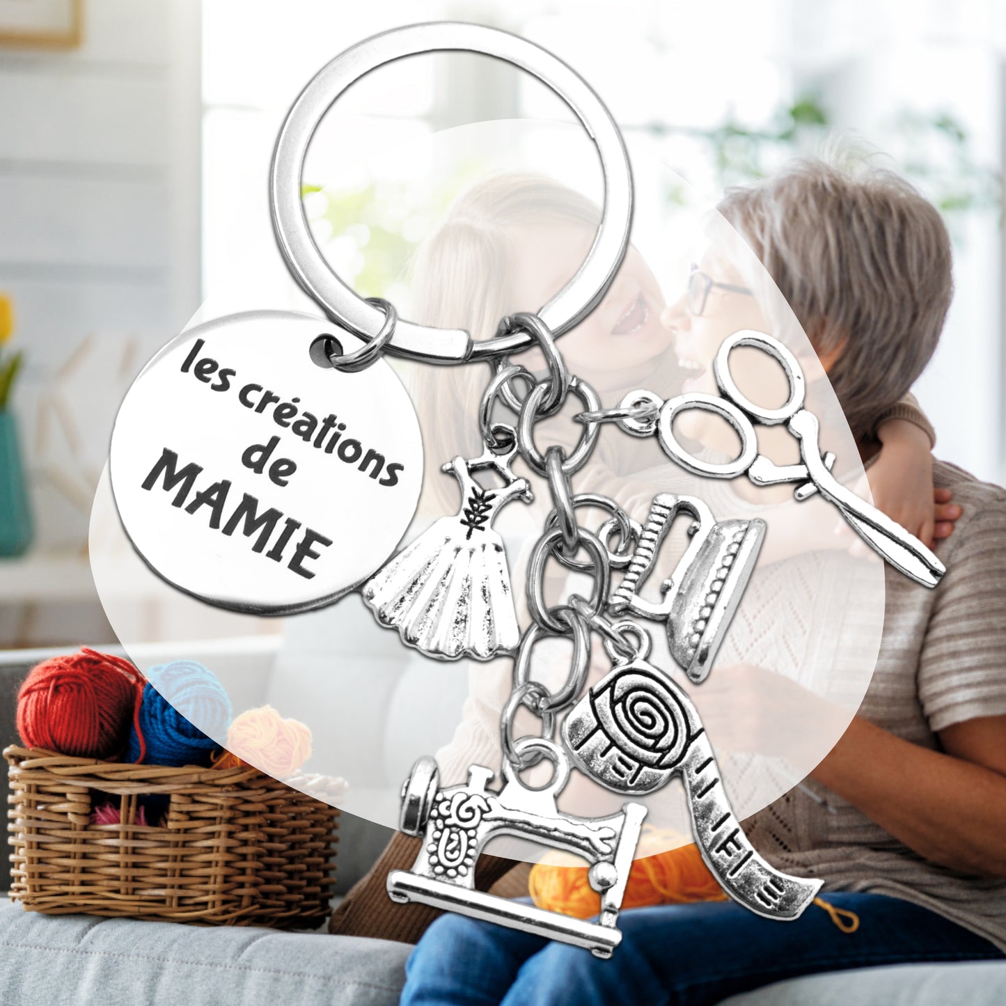 PORTE-CLEFS BRELOQUES A THEME - COUTURE - MAMIE - LES CREATIONS DE MAMIE