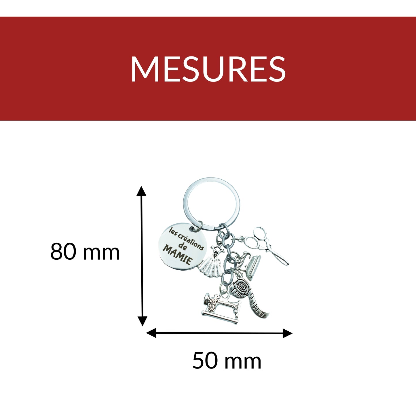 PORTE-CLEFS BRELOQUES A THEME - COUTURE - MAMIE - LES CREATIONS DE MAMIE