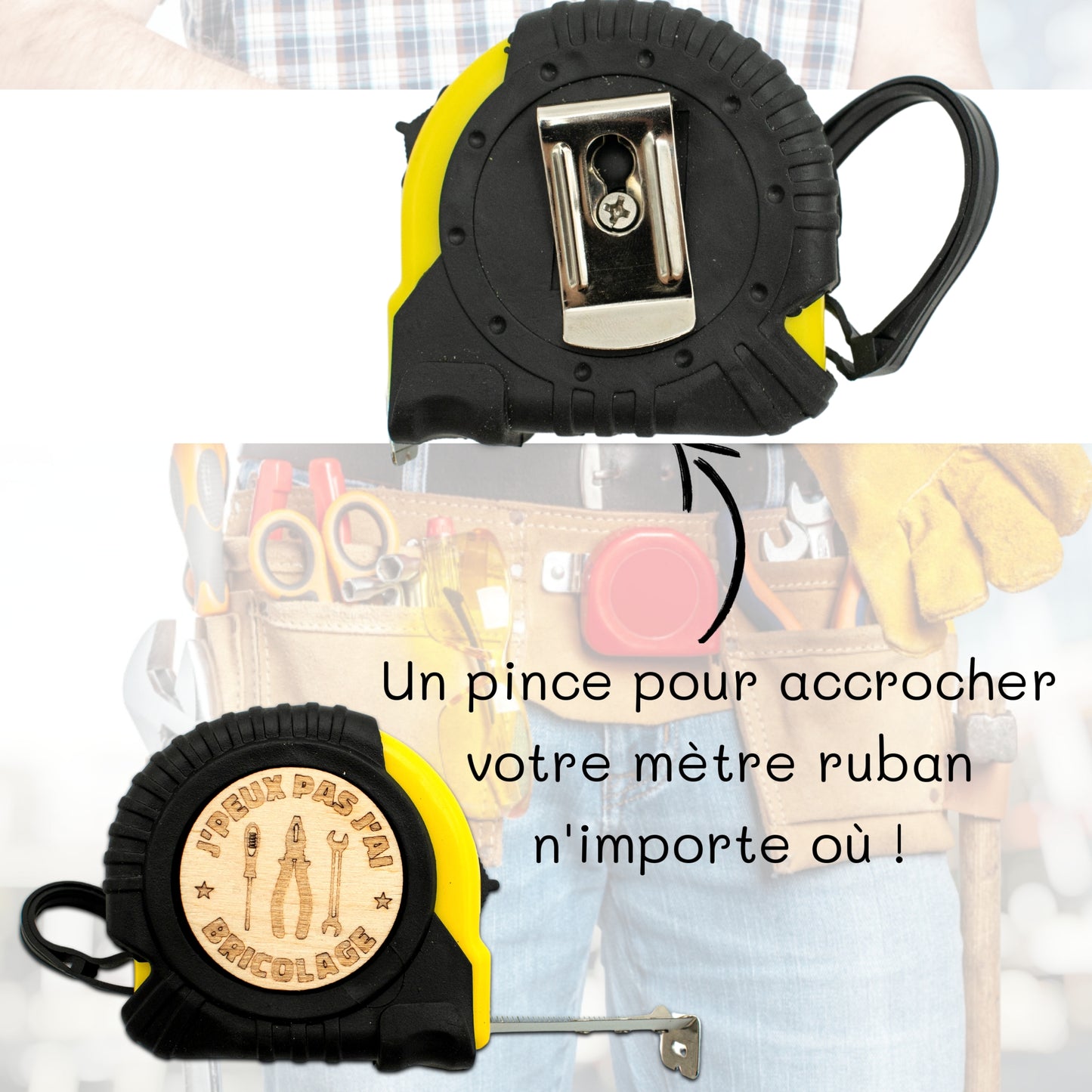 METRE RUBAN - 3M - JAUNE - JE PEUX PAS J'AI BRICOLAGE