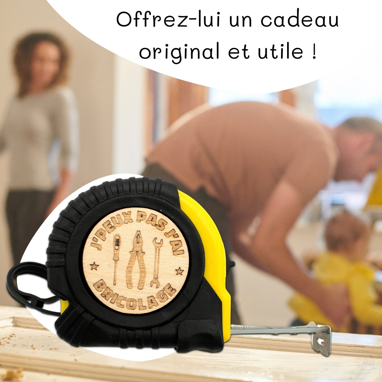 METRE RUBAN - 3M - JAUNE - JE PEUX PAS J'AI BRICOLAGE