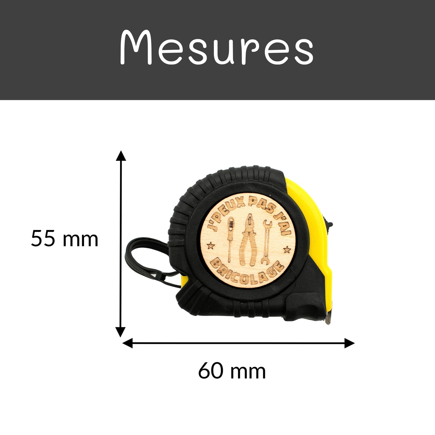 METRE RUBAN - 3M - JAUNE - JE PEUX PAS J'AI BRICOLAGE