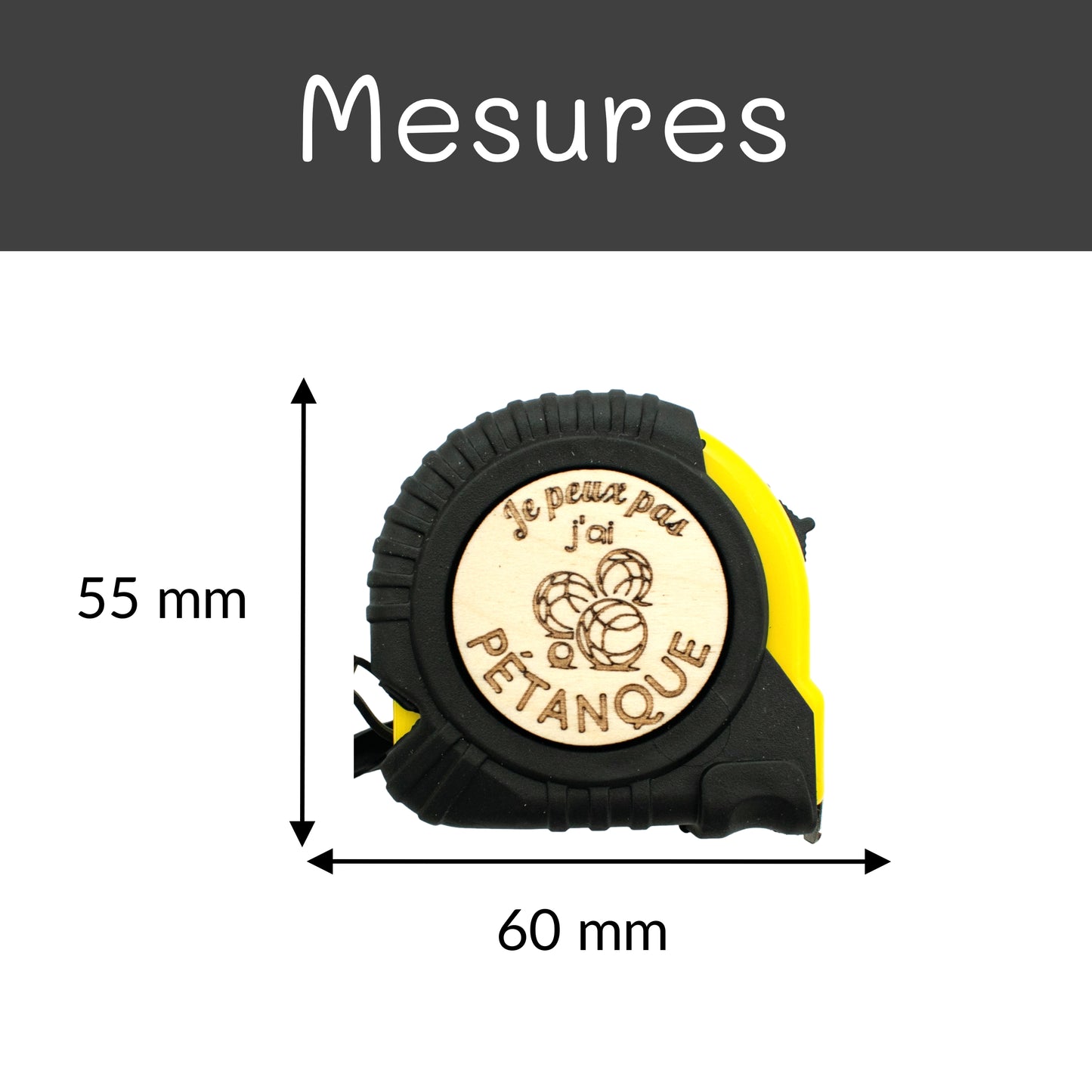 METRE RUBAN - 3M - JAUNE - JE PEUX PAS J'AI PÉTANQUE