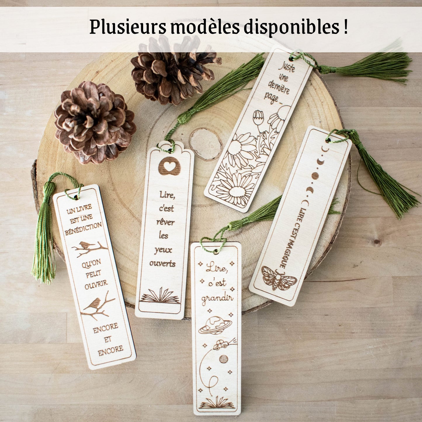MARQUE-PAGES EN BOIS - GENERIQUE - LIRE C'EST MAGIQUE