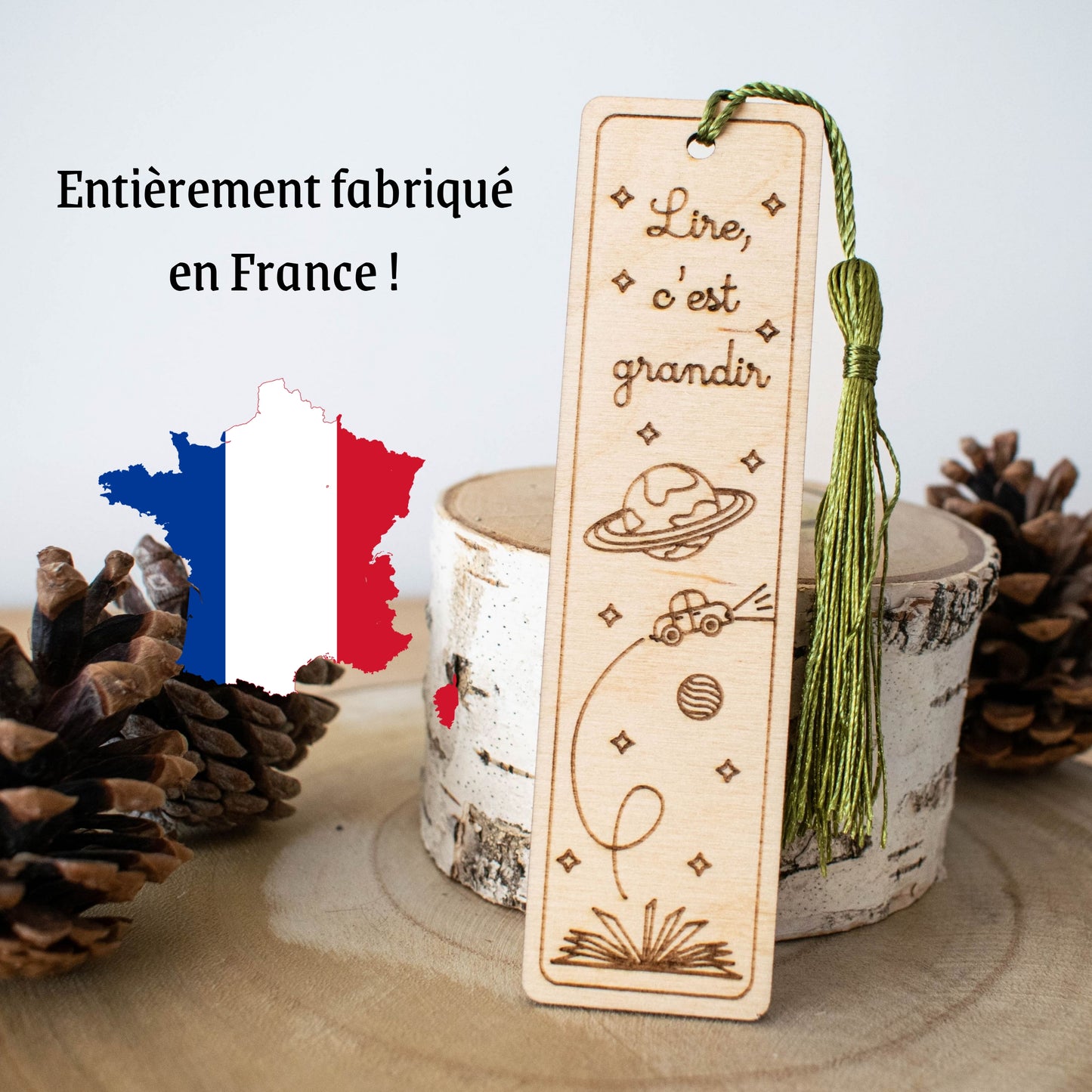 MARQUE-PAGES EN BOIS - ENFANT - LIRE C'EST GRANDIR