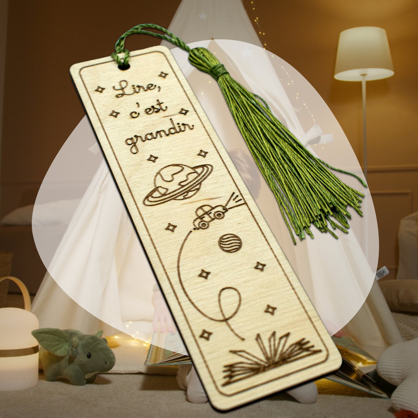 MARQUE-PAGES EN BOIS - ENFANT - LIRE C'EST GRANDIR