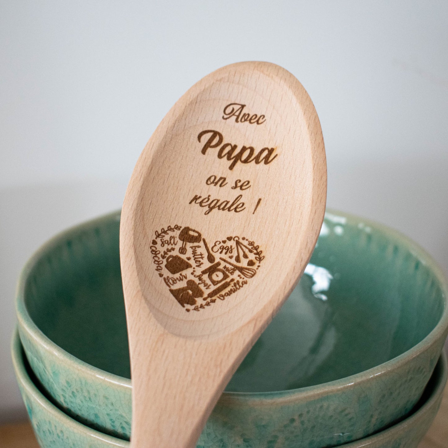 CUILLIERE EN BOIS - PAPA - AVEC PAPA ON SE REGALE